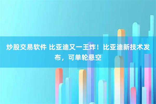 炒股交易软件 比亚迪又一王炸!比亚迪新技术发布,可单轮悬空