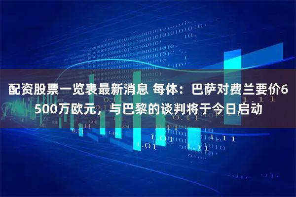 配资股票一览表最新消息 每体：巴萨对费兰要价6500万欧元，与巴黎的谈判将于今日启动