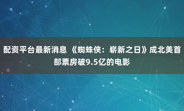 配资平台最新消息 《蜘蛛侠：崭新之日》成北美首部票房破9.5亿的电影